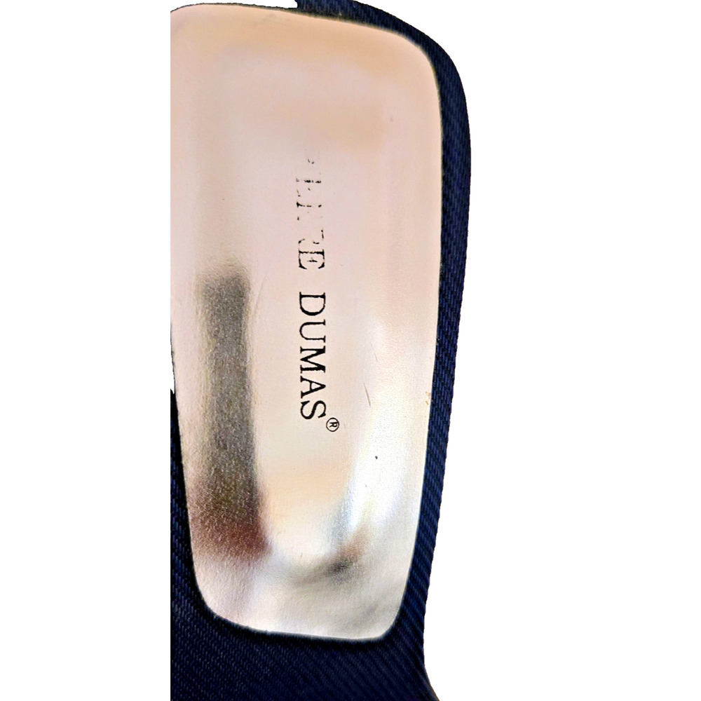 Fabric Slip on Mules Shoes with Blue Lucite heel. 6 - Picture 7 of 8